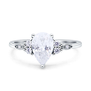Vintage Teardrop Pear Engagement Ring Simulated Cubic Zirconia 925 Sterling Silver Wholesale
